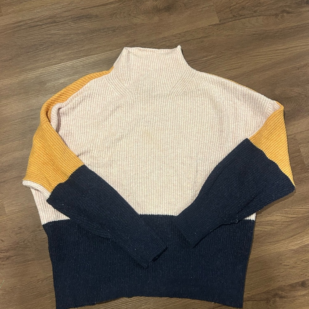 Elegant Colorblock Turtleneck Sweater